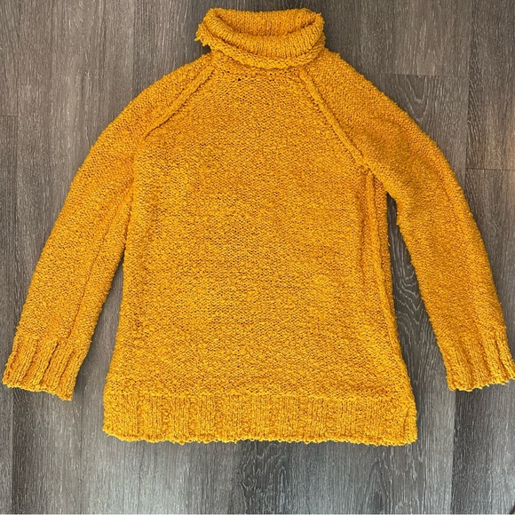 Anthropologie Moth Juliette Turtleneck Chunky Knit Sweater in Mango size X-Small - Picture 6 of 9
